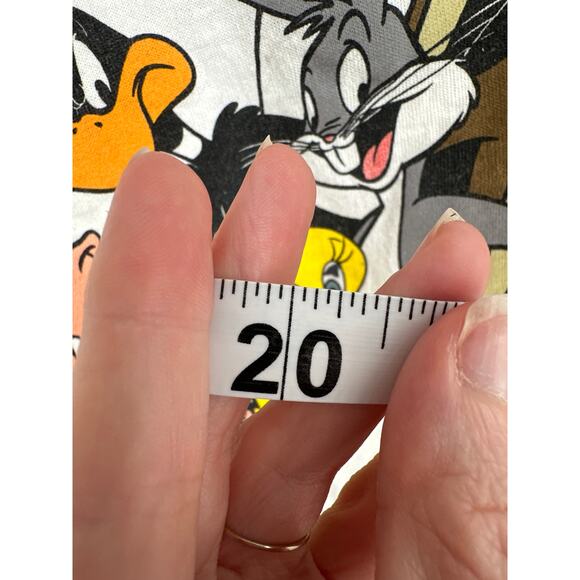 Y2K Vintage Looney Tunes Shirt Mens Medium White Graphic Tee Cartoon 90s - Picture 6 of 6